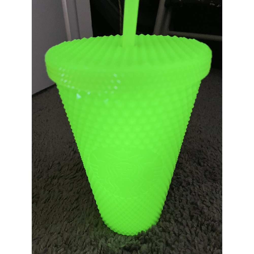 Starbucks 16oz Tumbler Studded‎ Lemongrass Glow in the Dark 2022 Straw Halloween